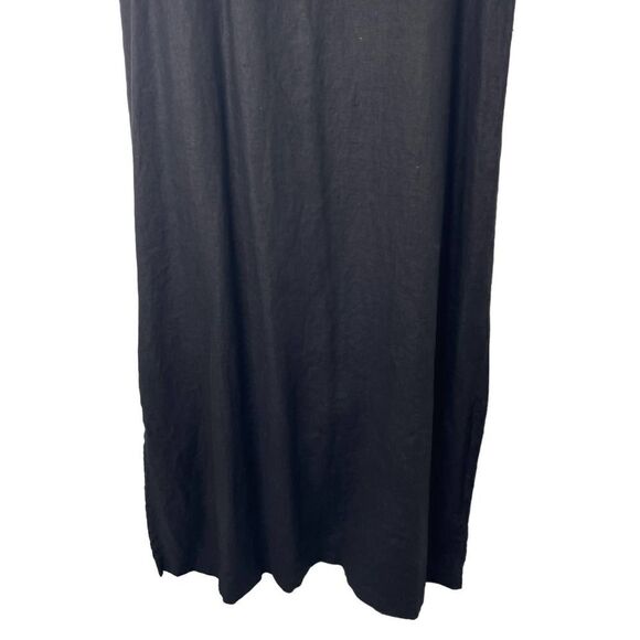 Match Point maxi black 100% linen dress Sz‎ L boho lagenlook - Picture 6 of 8
